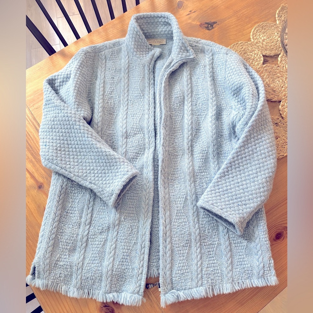 Boyne Valley Weavers made in Ireland 100% wool sweater cardigan jacket size L
